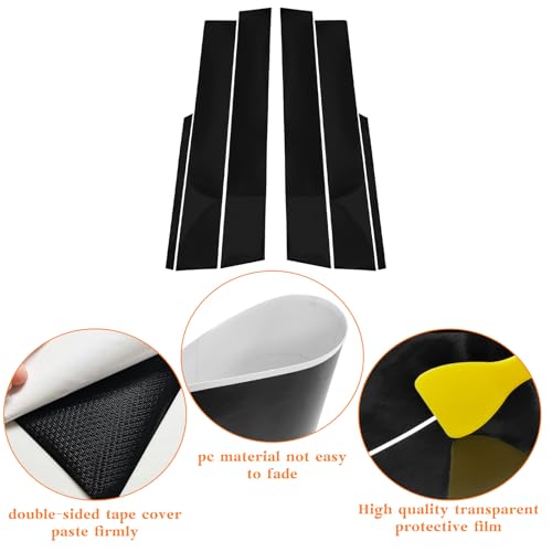 Bilisin Door Pillar Posts Trim Kit Compatible with Toyota Corolla 2009-2013 Exterior Accessories, Anti Scratched Glossy Black Center Side Window Molding Cover Stickers (6Pcs) - Image 3