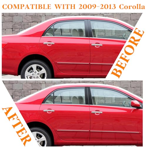 Bilisin Door Pillar Posts Trim Kit Compatible with Toyota Corolla 2009-2013 Exterior Accessories, Anti Scratched Glossy Black Center Side Window Molding Cover Stickers (6Pcs) - Image 2