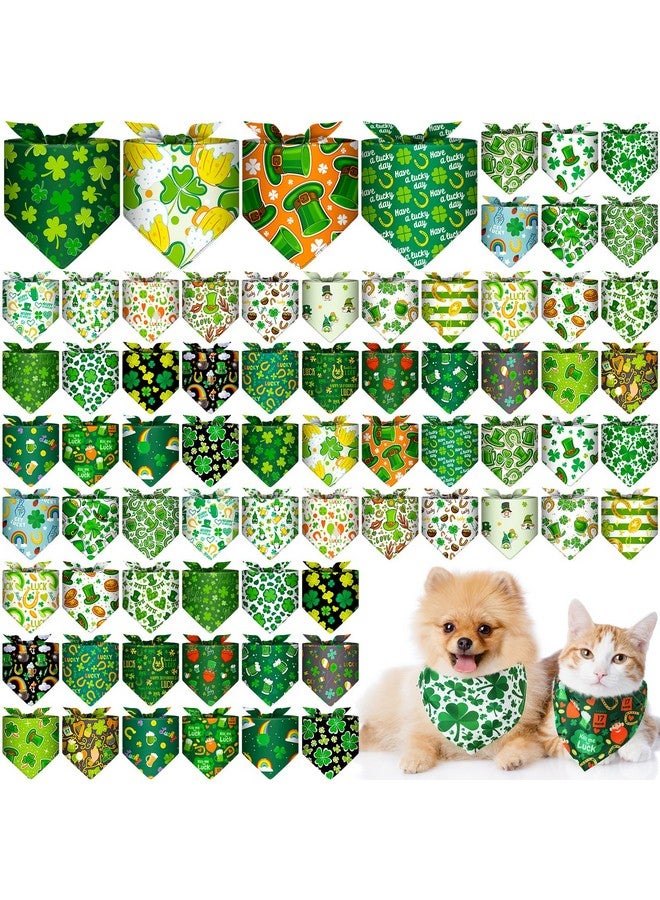 Reginary 72 Packs St. Patrick's Day Dog Bandanas Bulk Shamrock St. Patrick's Day Green Soft Dog Scarf Adjustable Pet Puppy Bibs Triangle Puppy Bibs Adjustable Cat Bandana for Pet Costume Accessories - Image 1
