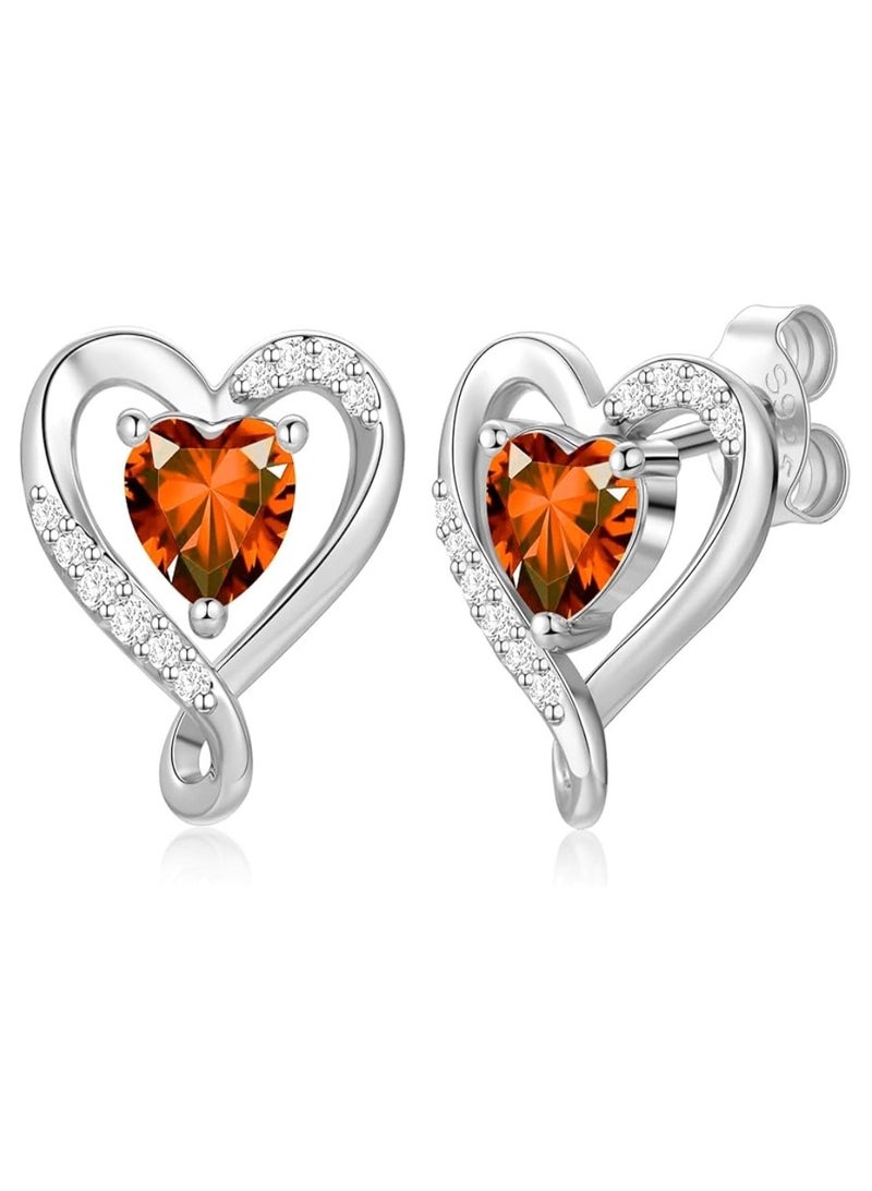 Zifeel Earrings for Women - S925 Sterling Silver Birthstone Heart Studs Earring for Girlfriend, Wife – Anniversary, Birthday ,Valentines Day, Mother’s Day, Gifts Jewellery for Women. - Image 1