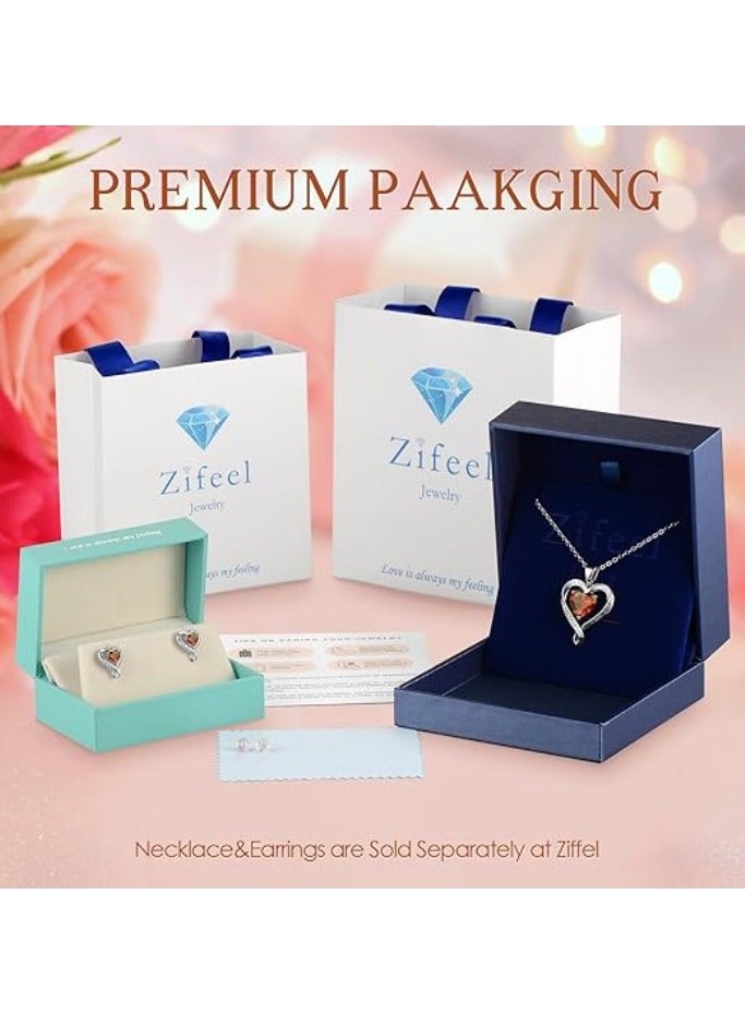 Zifeel Earrings for Women - S925 Sterling Silver Birthstone Heart Studs Earring for Girlfriend, Wife – Anniversary, Birthday ,Valentines Day, Mother’s Day, Gifts Jewellery for Women. - Image 5