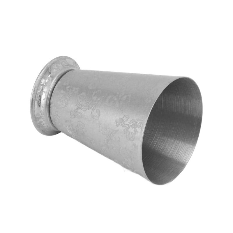 Stainless Steel Mint Julep Cup - 1 Vintage Style Leaf Texture Cocktail Glass for Home Bars, Professional Bartenders and Cocktail Lovers - Image 1