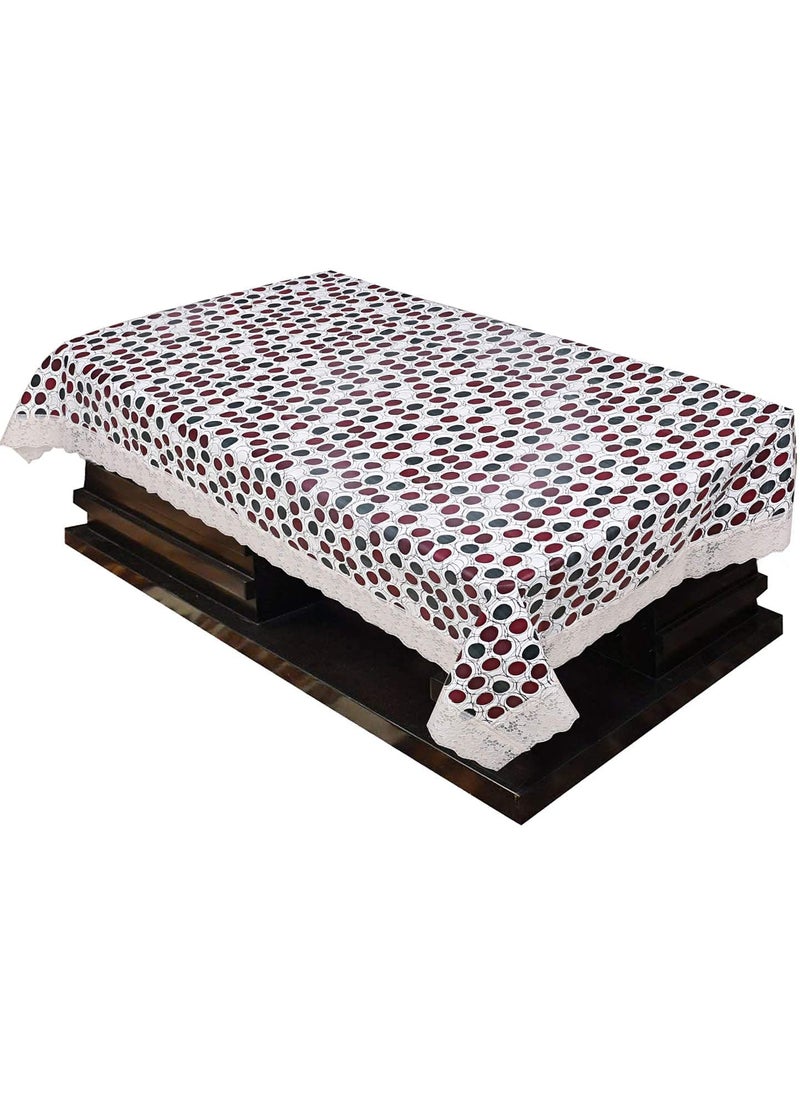 craft city CRAFT CITY White Color Polka Dots Print Center/Dining Table Cover for 2/4/6 Seater Table Cloth/Water and dust with Oil-Proof PVC Rectangular Shape (40x60 inch)  - Image 1