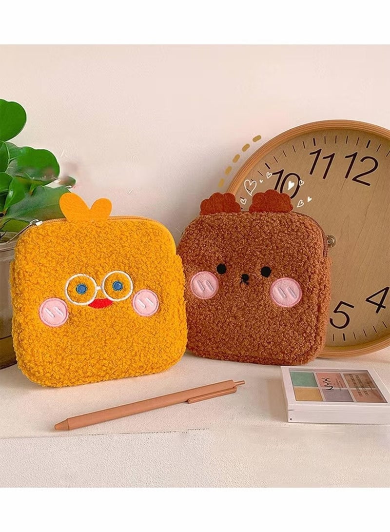 Generic 4 Pcs Sanitary Napkin Bag Cartoon Plush Tampons Storage Bag Nursing Pad Pouch Organizer Coin Purse for Women Girls - Image 4