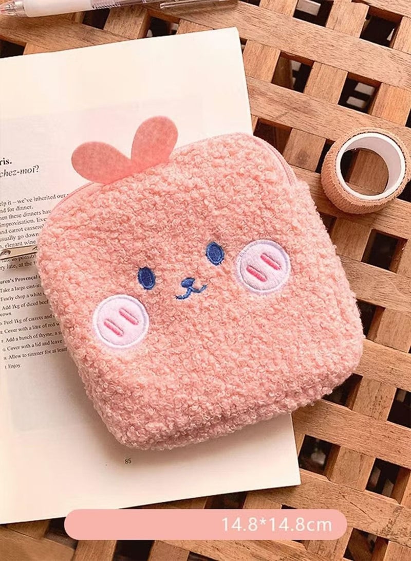 Generic 4 Pcs Sanitary Napkin Bag Cartoon Plush Tampons Storage Bag Nursing Pad Pouch Organizer Coin Purse for Women Girls - Image 5