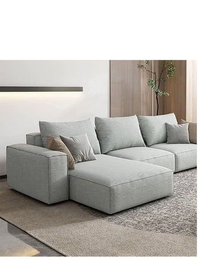Al Zakharef Furniture Rabeena L-Shape Linen Fabric Corner Sofa Set – Luxury Sectional Couch for Living Room with Strong Wood Frame & Free Pillows – Modern L-Shape Sofa Color Light Grey- Right Side - Image 1