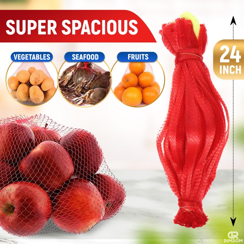 DIMROM 100 Pieces Reusable Nylon Mesh Net - Fruit and Vegetable Storage 24""L - Seafood Boil Bags Red Mesh Net Bag Small Netting for Produce Ideal for Onion Potato Garlic Storage Shellfish Crab Crawfish Sacks - Image 2