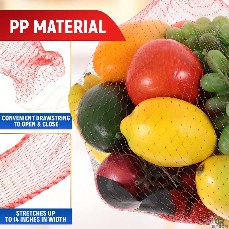 DIMROM 100 Pieces Reusable Nylon Mesh Net - Fruit and Vegetable Storage 24""L - Seafood Boil Bags Red Mesh Net Bag Small Netting for Produce Ideal for Onion Potato Garlic Storage Shellfish Crab Crawfish Sacks - Image 4