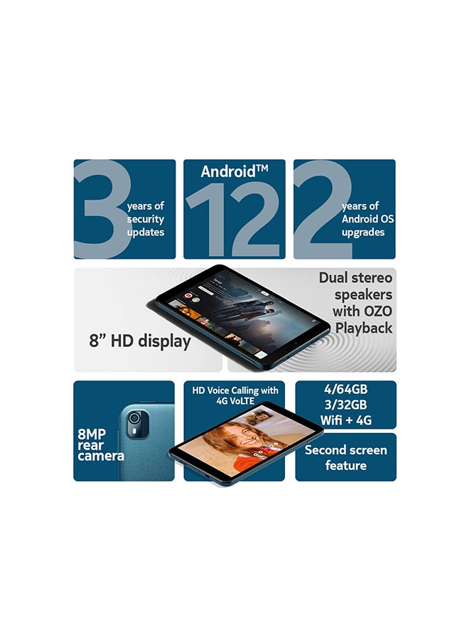نوكيا Renewed - Nokia T10 Android™ 12 Tablet with 8” HD Display, 8MP Rear Camera, AI face Unlock, All-Day Battery, WiFi + 4G Volte | 3 + 32GB - Image 2