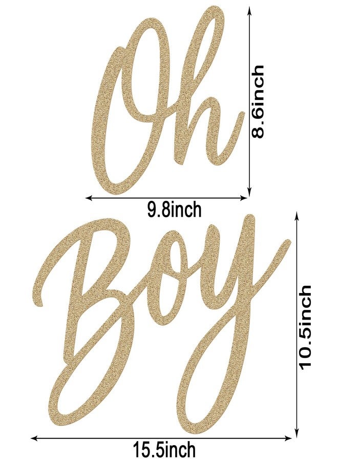 MASTRON Oh Boy Sign for Baby Shower Backdrop - Glitter Felt Oh Boy Sign Party Banner Baby Shower Decorations 1st Birthday Party Photography Background - Champagne Gold - Image 2