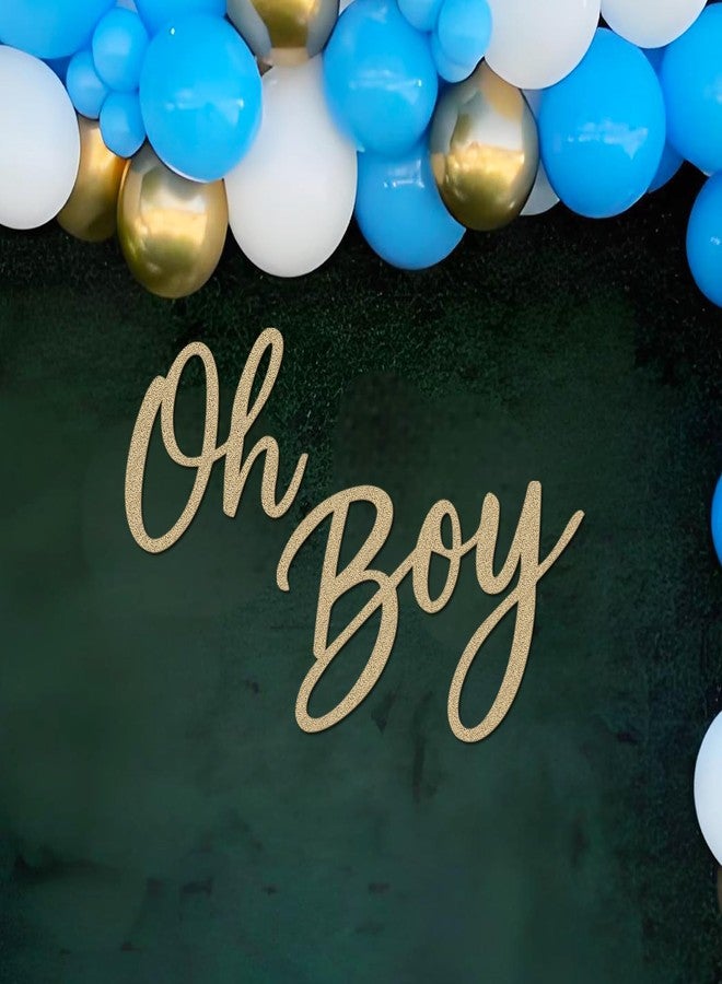MASTRON Oh Boy Sign for Baby Shower Backdrop - Glitter Felt Oh Boy Sign Party Banner Baby Shower Decorations 1st Birthday Party Photography Background - Champagne Gold - Image 1