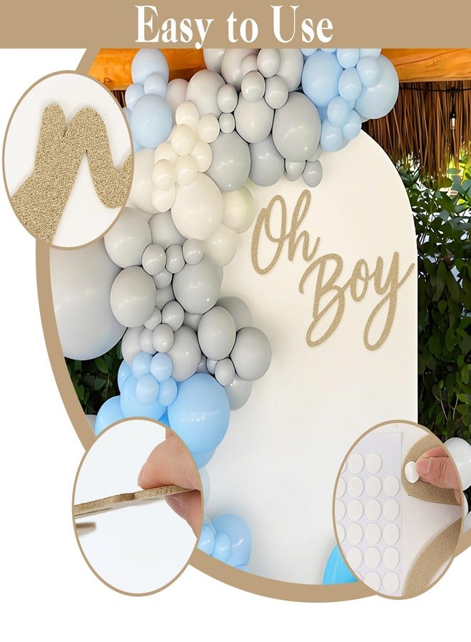 MASTRON Oh Boy Sign for Baby Shower Backdrop - Glitter Felt Oh Boy Sign Party Banner Baby Shower Decorations 1st Birthday Party Photography Background - Champagne Gold - Image 4