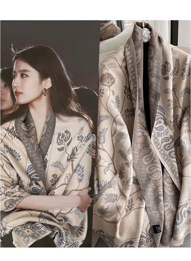 إيليلي شال نسائي ثنائي اللون، شال كشمير 60 × 185 سم، وشاح لفستان السهرة، بطانية وشاح محبوكة سميكة ودافئة للشتاء، رداء بونشو مفتوح من الأمام للسفر وحفلات الزفاف والمنزل والمكتب - Image 1