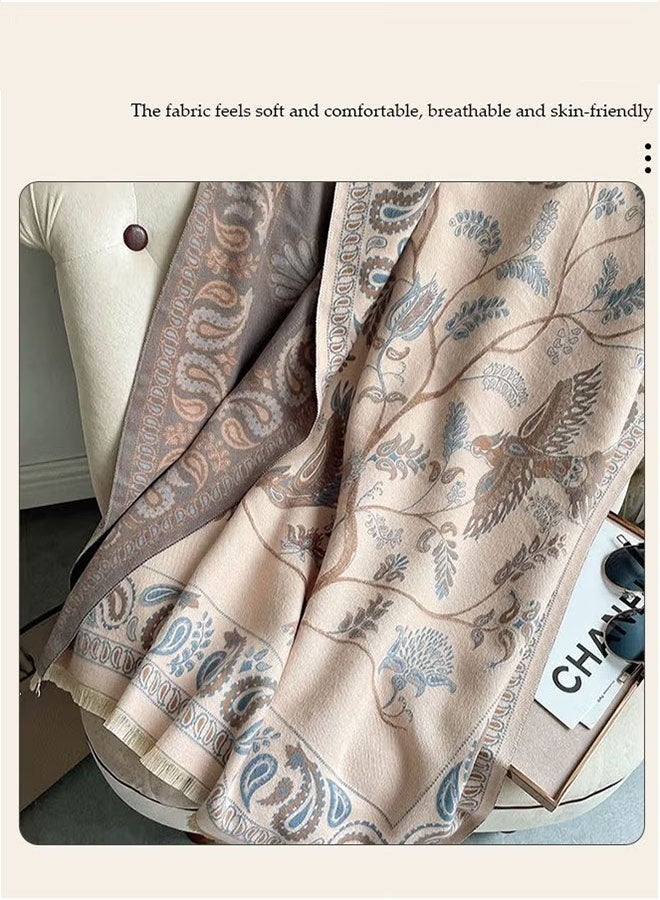 إيليلي شال نسائي ثنائي اللون، شال كشمير 60 × 185 سم، وشاح لفستان السهرة، بطانية وشاح محبوكة سميكة ودافئة للشتاء، رداء بونشو مفتوح من الأمام للسفر وحفلات الزفاف والمنزل والمكتب - Image 3