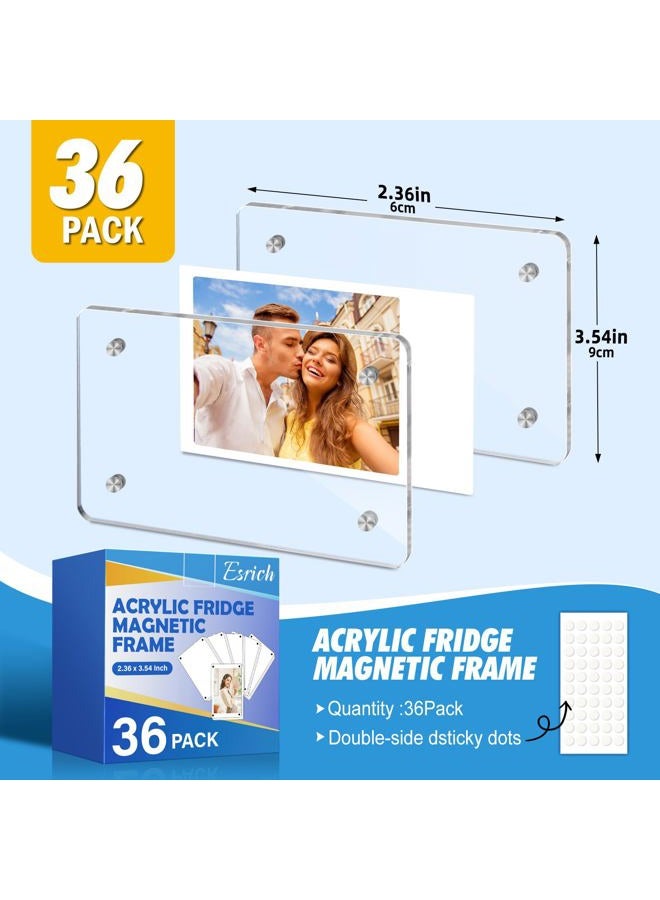 ESRICH 36 Pack-Acrylic Fridge Magnetic Frame, Mini Picture Frames, Double Sided Photo Magnet Frames for Refrigerator,Mini Clear Picture Frame, Gifts (2.36 x 3.54Inch) - Image 2