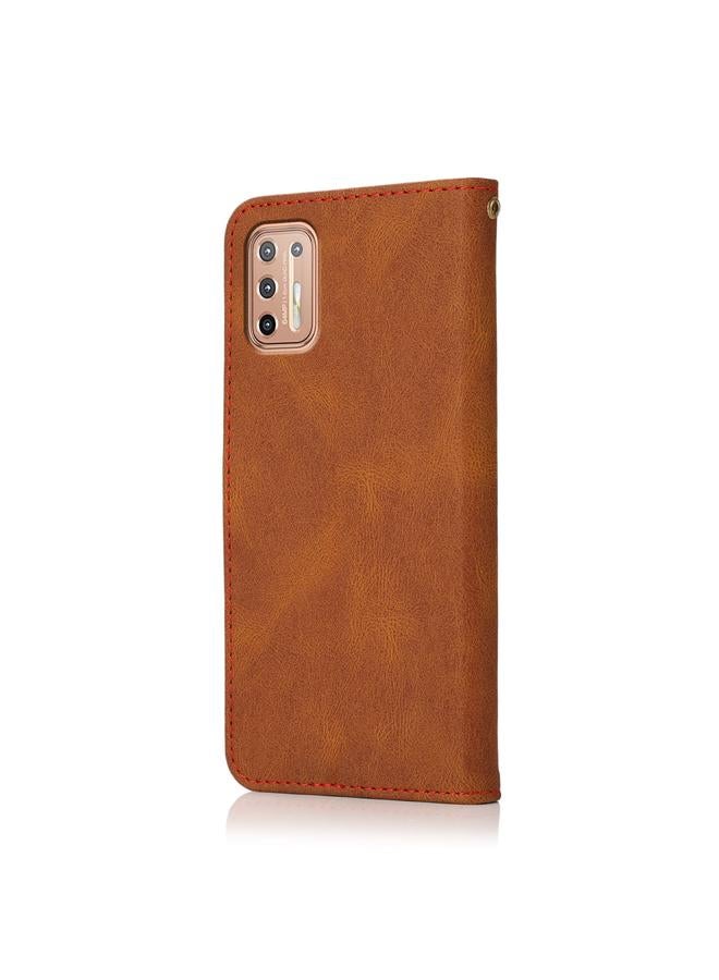S-TOP Case For Motorola Moto G9 Plus Dual-color Stitching Leather Phone Case - Image 3