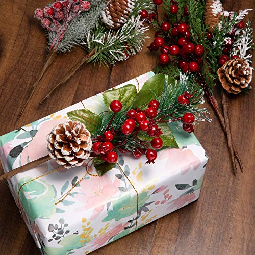 Crafare12-16 Inch Large Artificial Christmas Tree Picks 12 Styles Assorted Holly Picks Stems with Pinecones Leaves for Xmas Tree Filler Floral Arrangement Winter Holiday Season Décor - Image 4