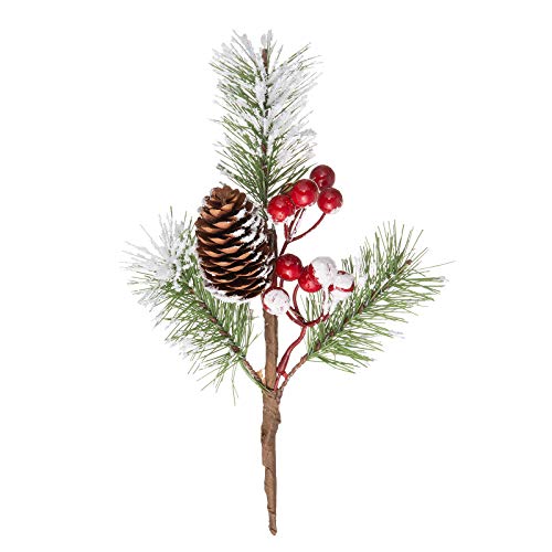 Crafare12-16 Inch Large Artificial Christmas Tree Picks 12 Styles Assorted Holly Picks Stems with Pinecones Leaves for Xmas Tree Filler Floral Arrangement Winter Holiday Season Décor - Image 3