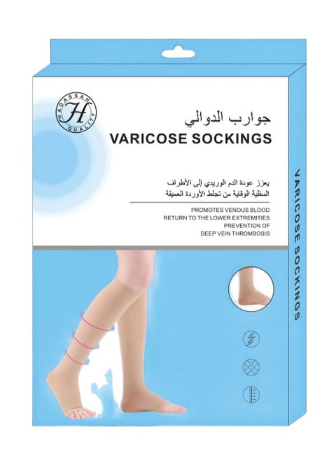 HADASSAH Varicose Veins Medical Elastic Stockings Open Toe Thin XL