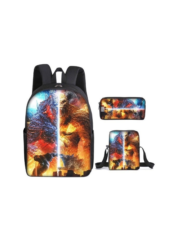 Godzilla New Godzilla Student Backpack Three-piece Set 29*16*42cm