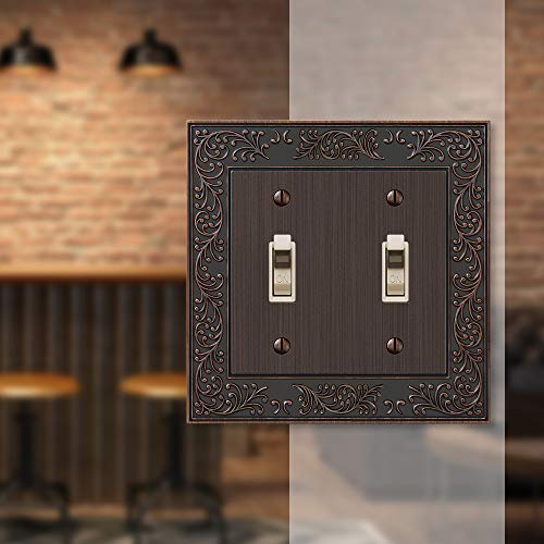 Amerelle 43TTVB English Garden Wallplate, 2 Toggle, Cast Metal, Aged Bronze, 1-Pack - Image 3