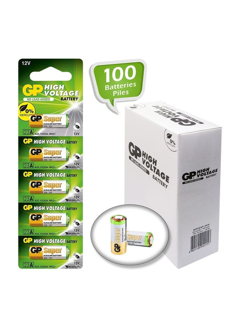 جي بي 100-Pieces GP Super 23A High Voltage 12V Alkaline Batteries 