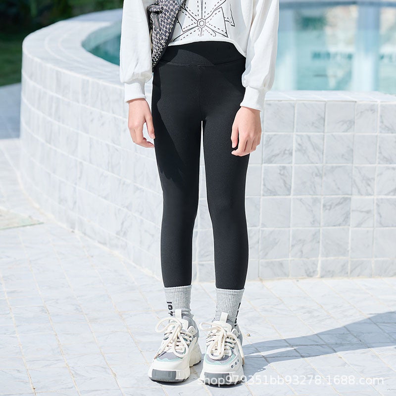 Girls' Barbie Pants, Thin Shark Pants, Medium And Large Children'S Sports Leggings, Nine-Point Pants, High-Waisted Design Suitable For Students To Wear Outside - Image 1