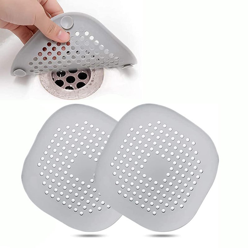 2 Pcs Silicone Drain Protector with Sucker Sink Strainer Protector Shower Drain Covers Hair Catcher Strainer Plug Trap Filter for Bathroom Bathtub Kitchen