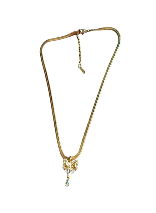 ONE POINT COLLECTIONS Fashion Stylish Chain Pendant Necklace for Women and Girls Winged Butterfly Beauty Bohemian Crystal Choker Necklace (Gold) - Image 5
