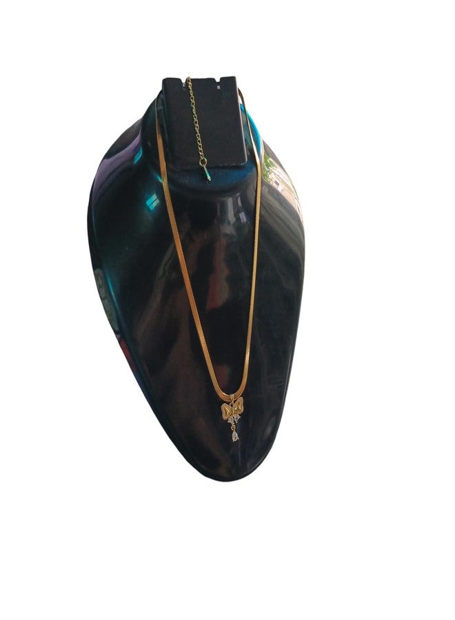 ONE POINT COLLECTIONS Fashion Stylish Chain Pendant Necklace for Women and Girls Winged Butterfly Beauty Bohemian Crystal Choker Necklace (Gold) - Image 3