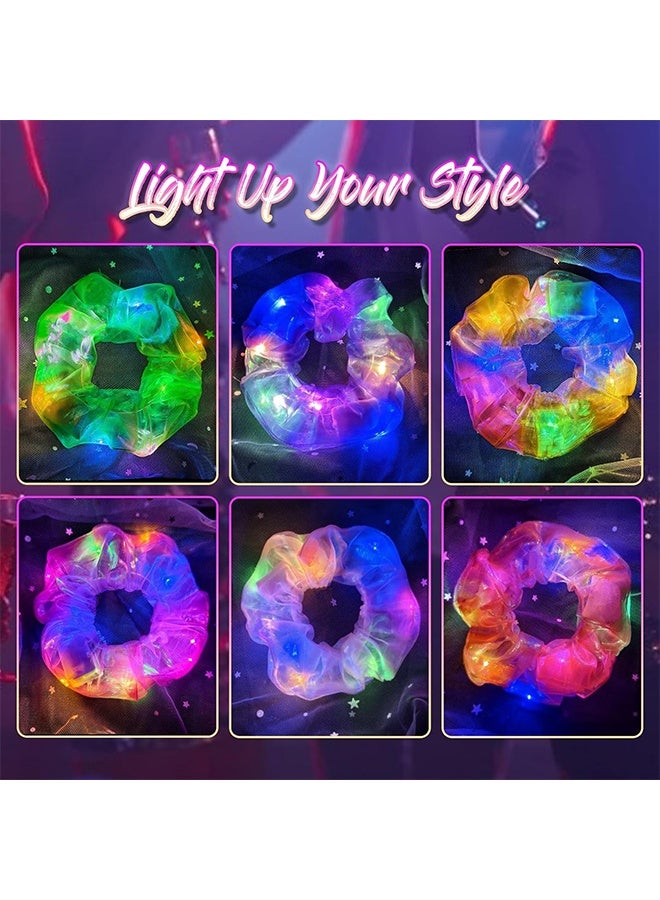6 قطع ربطات شعر LED للنساء، ربطات شعر حورية البحر الملونة، ربطات شعر مضيئة للفتيات، 3 أوضاع إضاءة، إكسسوارات شعر تتوهج في الظلام - Image 2