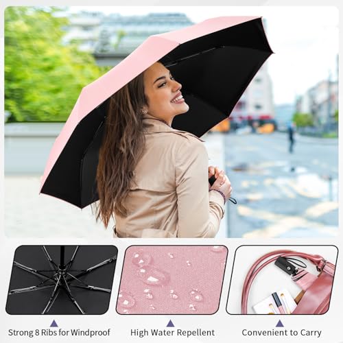 Yoobure Windproof Travel Umbrella - Automatic Umbrellas for Rain, Compact Folding Umbrella with UV Protection, Lightweight Portable Design for Backpack/Walking/Car, Sun & Storm Ready - Image 3
