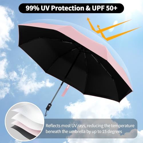 Yoobure Windproof Travel Umbrella - Automatic Umbrellas for Rain, Compact Folding Umbrella with UV Protection, Lightweight Portable Design for Backpack/Walking/Car, Sun & Storm Ready - Image 5