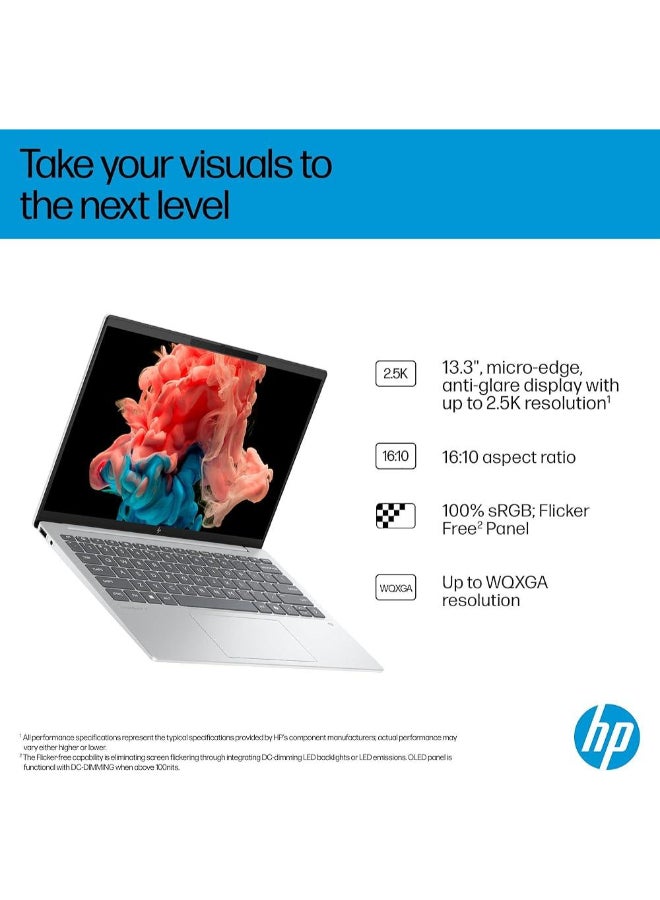 HP لابتوب أومني بوك 7 أيرو (2025) – AMD رايزن AI 5-340 / 13.3 بوصة 2K / 512 جيجابايت SSD / 16 جيجابايت RAM / رسومات مشتركة AMD راديون 840M / ويندوز 11 هوم / فضي جليدي - Image 5