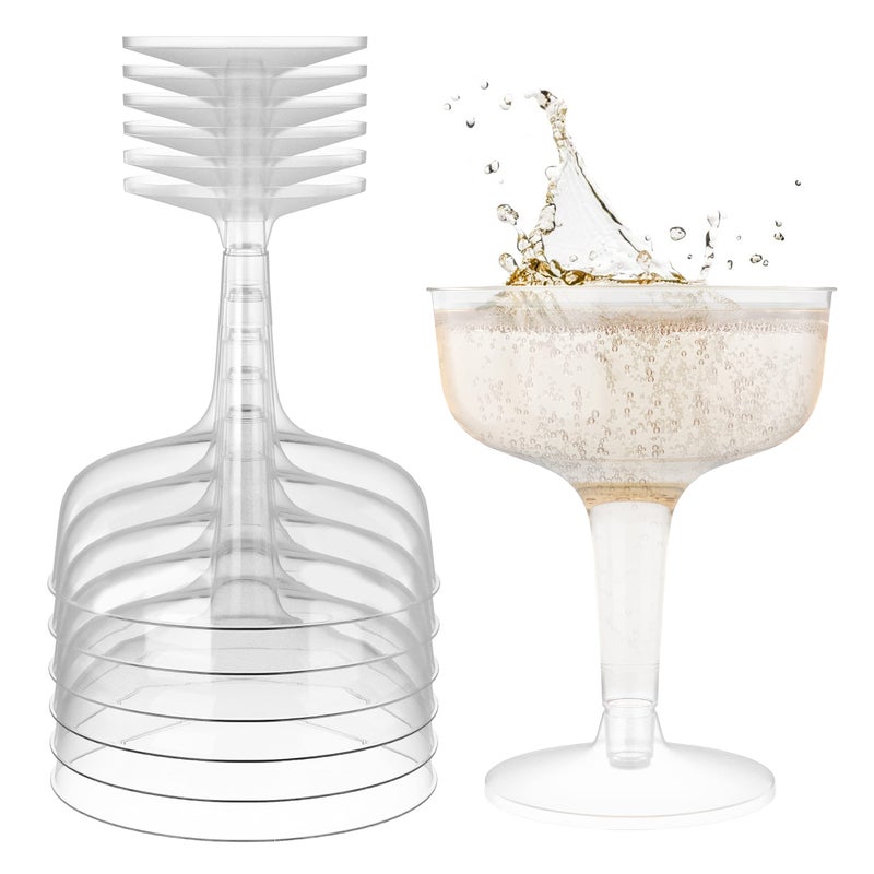 Exquisite Plastic Champagne Party Glasses2 Piece Disposable 4 Oz Wine Cups 24