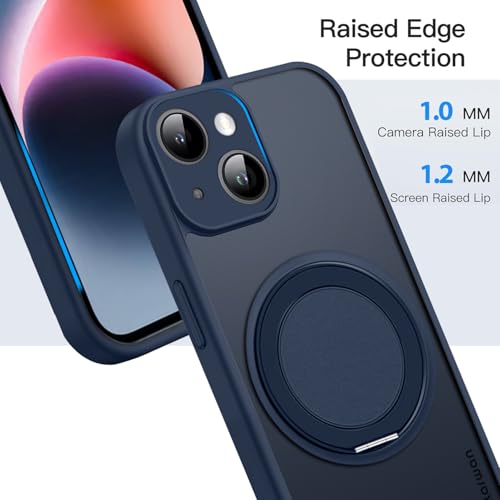 KARWAN Tough Shockproof Armor Back Case Cover Compatible with iPhone 13 with 360 Degree Rotation Magnetic Attraction Ring Holder Heavy Duty Rugged Cover with Magnetic MagEase Wireless Charging (Blue) - Image 2