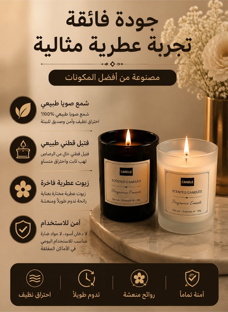 Candle Luxury 2-Pack Scented Candle Set – Black & White Crystal Glass Soy Wax Candles | Long Lasting Home Fragrance for Relaxation, Bedroom Decor & Gift for Women & Home - Image 3