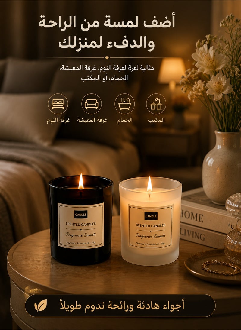Candle Luxury 2-Pack Scented Candle Set – Black & White Crystal Glass Soy Wax Candles | Long Lasting Home Fragrance for Relaxation, Bedroom Decor & Gift for Women & Home - Image 2