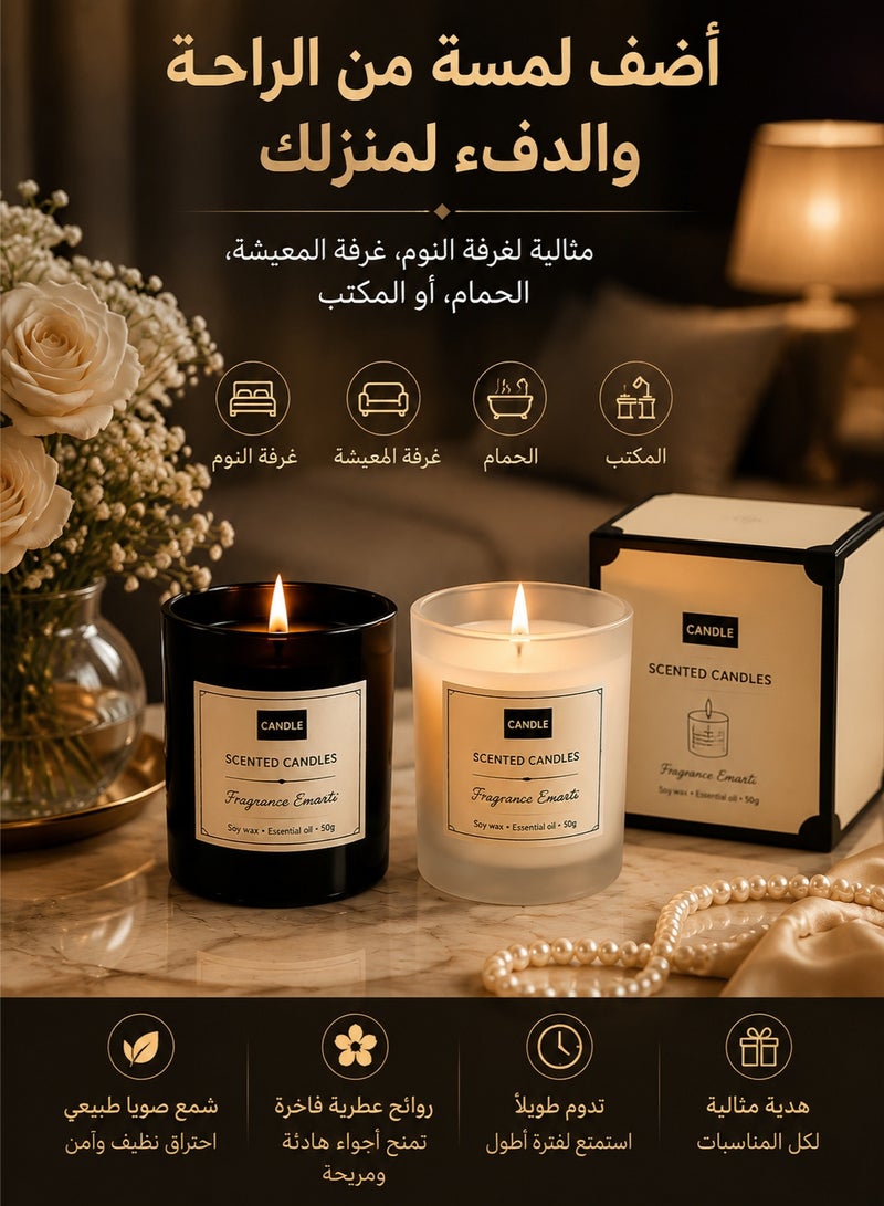 Candle Luxury 2-Pack Scented Candle Set – Black & White Crystal Glass Soy Wax Candles | Long Lasting Home Fragrance for Relaxation, Bedroom Decor & Gift for Women & Home - Image 1