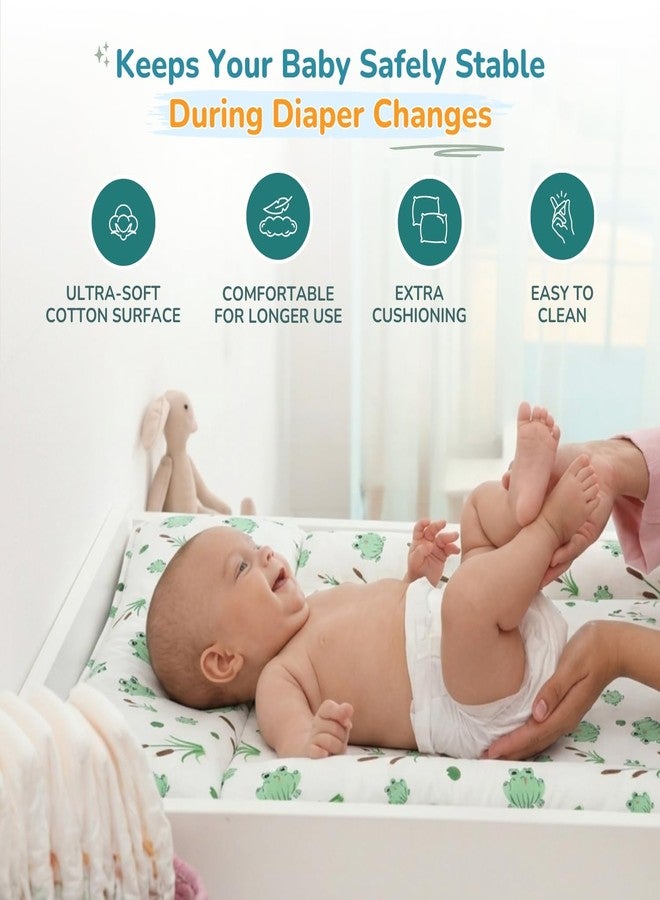 Tidy Sleep Baby Changing Station with Bolster Support & Pillow | Waterproof Cotton Poplin Changing Mat with TPU Backing, Extra Cushioned Portable Diaper Changing Pad for Newborns (0-3 Months) | Marine Meadow - Image 2