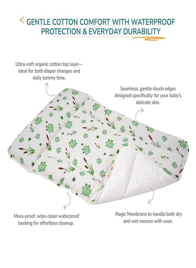 Tidy Sleep Baby Changing Station with Bolster Support & Pillow | Waterproof Cotton Poplin Changing Mat with TPU Backing, Extra Cushioned Portable Diaper Changing Pad for Newborns (0-3 Months) | Marine Meadow - Image 4