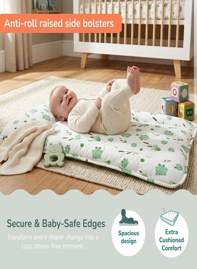Tidy Sleep Baby Changing Station with Bolster Support & Pillow | Waterproof Cotton Poplin Changing Mat with TPU Backing, Extra Cushioned Portable Diaper Changing Pad for Newborns (0-3 Months) | Marine Meadow - Image 3