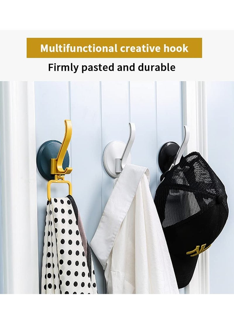 SYOSI Self Adhesive Hooks Heavy Duty Bathroom Door Hooks Office Home Kitchen Stick on Hooks for Hanging Coats Towels Keys Waterproof, No Drill Glue Needed - 3 Pack (White Blue Black)  - Image 3