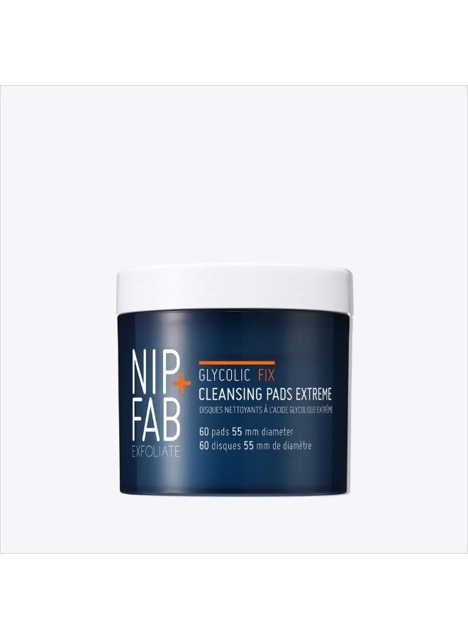 NIP+FAB Nip + Fab Glycolic Fix Night Pads Extreme (60 Count) – 5% Glycolic Acid Exfoliating Face Pads with Salicylic Acid – Resurfacing AHA BHA Chemical Peel for Blemishes & Texture - Image 1