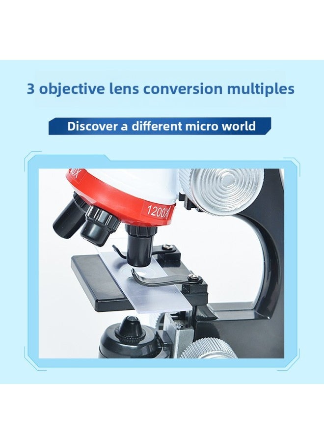 Children's Microscope 1200 Times Household Portable Primary School Students Junior High School Students Biological Specimen Professional Scientific Experiment Set-Color:Alloy Microscope For Primary And Secondary Schools (send A Full Set Of Toolbox + Bracket +12 Specimens)  - Image 5