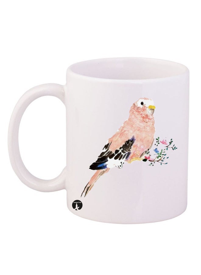 A Bird Design Mug White/Pink/Black 11ounce