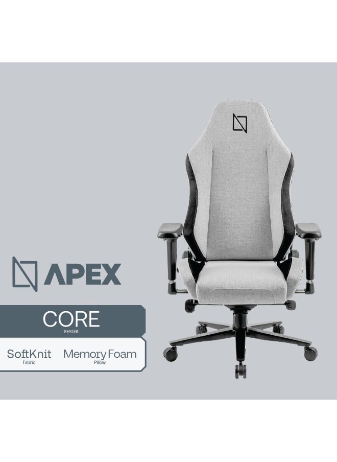 NAVODESK - Navodesk APEX CORE, Ergonomic Gaming Chair with Lumbar and Memory Foam Headrest Pillow, Breathable Fabric Computer Gaming Chair with 4D Armrest كرسي الألعاب (SoftKnit - M, Grey) - Image 1