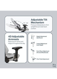 NAVODESK Navodesk APEX CORE, Ergonomic Gaming Chair with Lumbar and Memory Foam Headrest Pillow, Breathable Fabric Computer Gaming Chair with 4D Armrest كرسي الألعاب (SoftKnit - M, Grey)  - Image 5