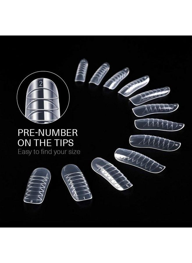 modelones - Poly Extension Gel Dual Nail Forms Poly Nail Gel Forms 120Pcs Clear Nail Extension Tips Set Nails Enhancement Thickening Acrylic False Nails Manicure Tool 12 Sizes - Image 1