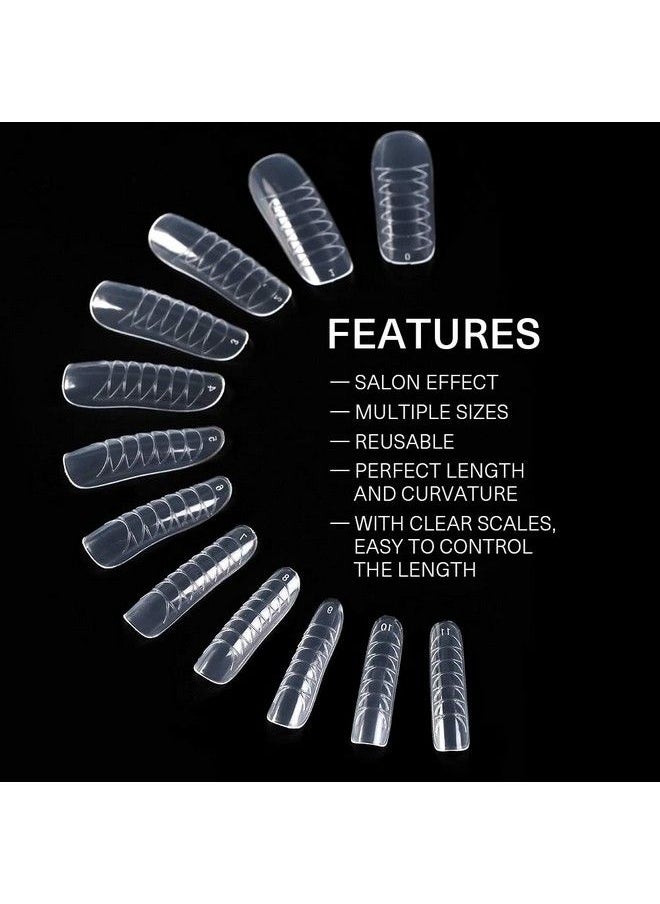 modelones - Poly Extension Gel Dual Nail Forms Poly Nail Gel Forms 120Pcs Clear Nail Extension Tips Set Nails Enhancement Thickening Acrylic False Nails Manicure Tool 12 Sizes - Image 1